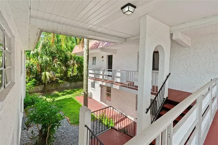 Garden view from an upper walkway
